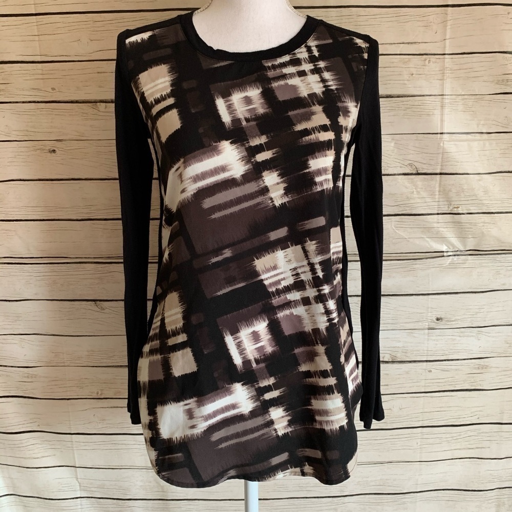 Apt. 9 Black and Tan Ling Sleeve Blouse
